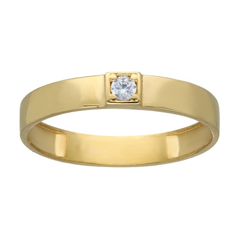 Anillo caña 3.5 MM circonita Oro 18 K