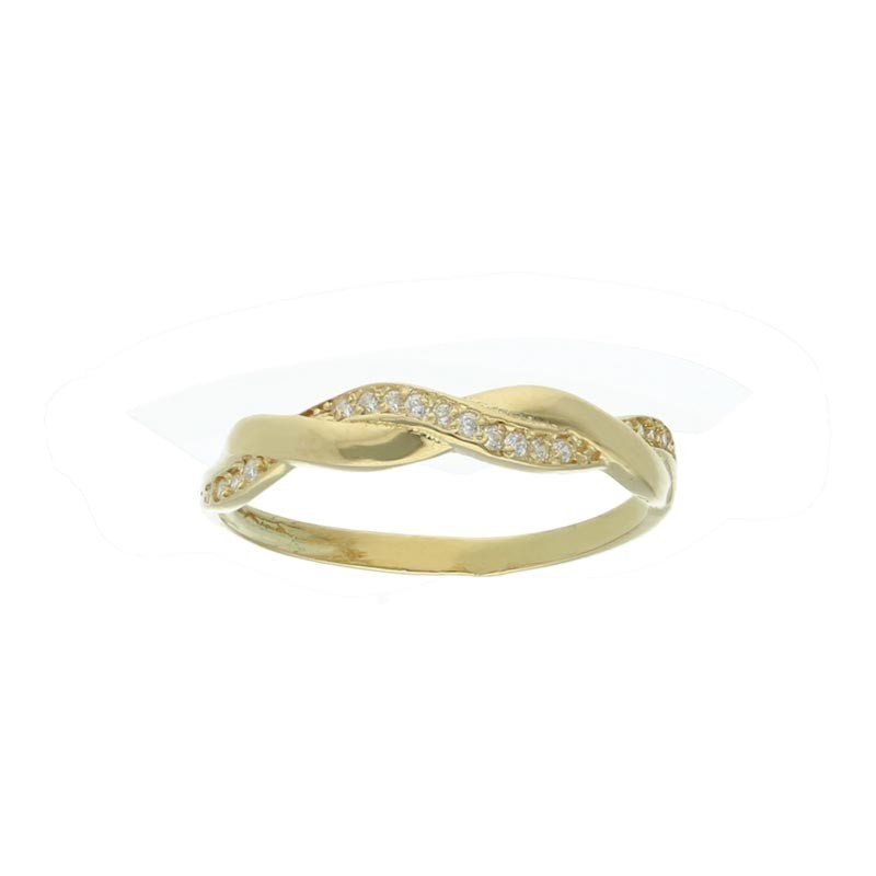 Anillo trenzada con circonitas Oro 18 K