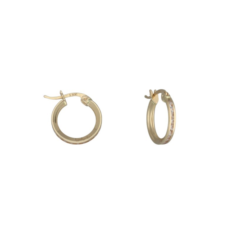 Argollas 13 MM hilera circonitas Oro 18 K