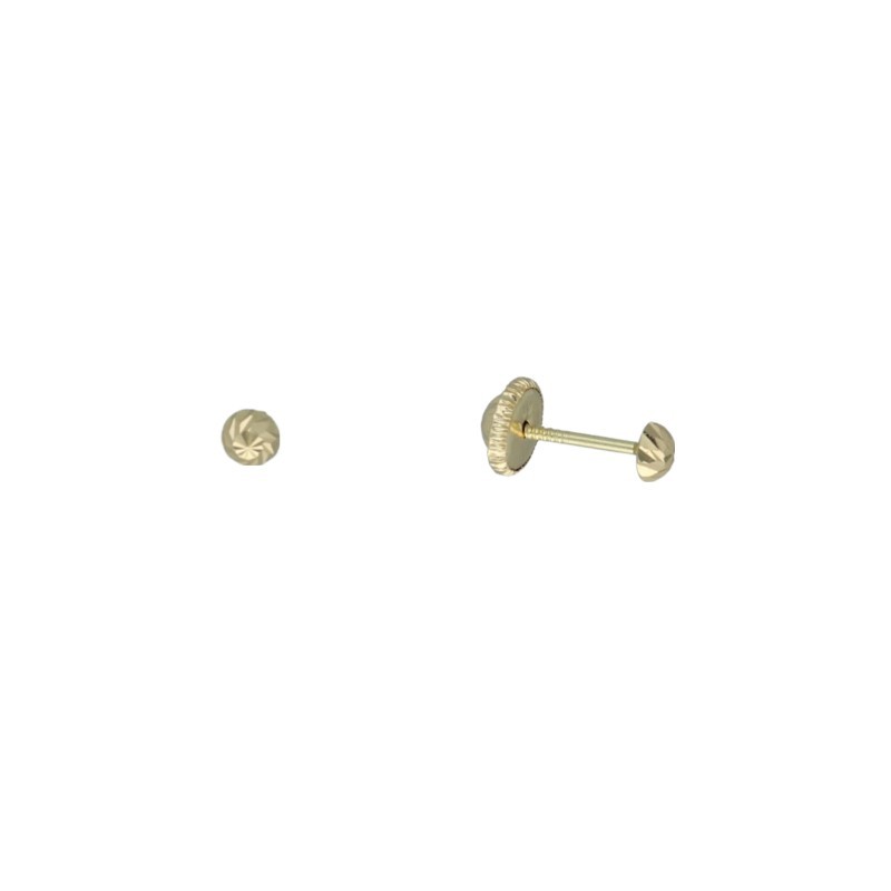 Pendientes rosca 1/2 bola tallada 3 MM Oro 18 K