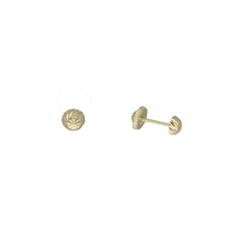 Pendientes rosca 1/2 bola tallada 4 MM Oro 18 K